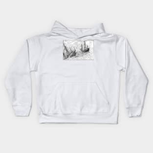 Old Timey Sinking Ship Kids Hoodie